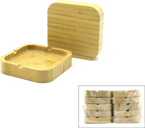 İ22-399 Küllük 10cm Kare Ahşap Bambu - 10'li Paket