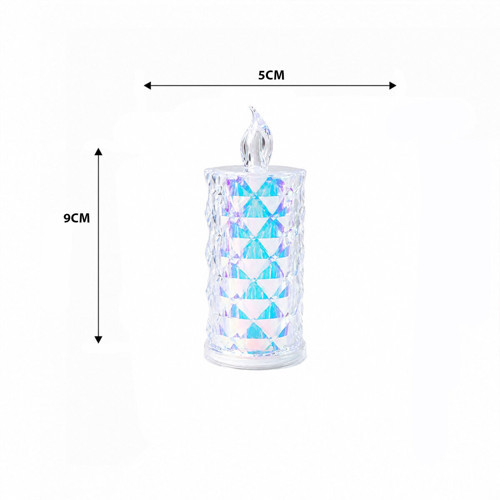 LED Candle Kamp YAKUT-13635 LED Mum Y: 9cm Küçük Boy ÇAP:5cm Pilli Mika Kristal Plastik - 12'li Paket