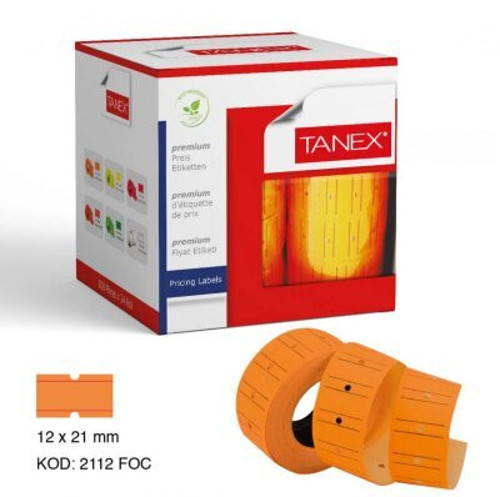 Tanex Turuncu Ücret Etiketi 12x21mm - 24'li Paket