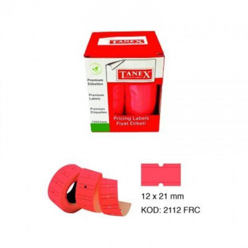 Tanex Kırmızı Ücret Etiketi 12x21mm - 24'li Paket
