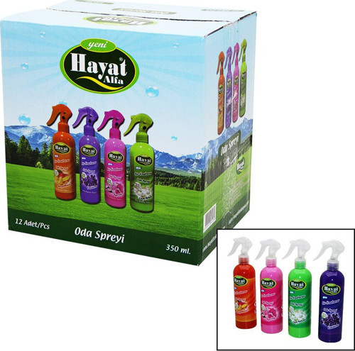 Hayat Oda Spreyi 350ml Spring Lavanta Mango-Kavun Çiçek Bahçesi - 12'li Paket