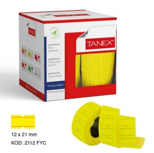 Tanex Sarı Ücret Etiketi 12x21mm - 24'li Paket