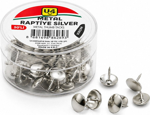 -3869 Metal Raptiye 50 Adet Plastik - 12'li Paket