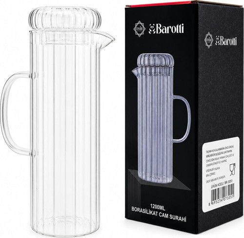 DMR-9794 Cam Sürahi ve Borosilikat 1200ml Cam Kapaklı - 12'li Paket