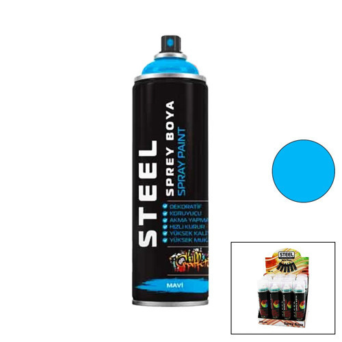 Steel Sprey Boya 200ml Mavi - 12'li Paket