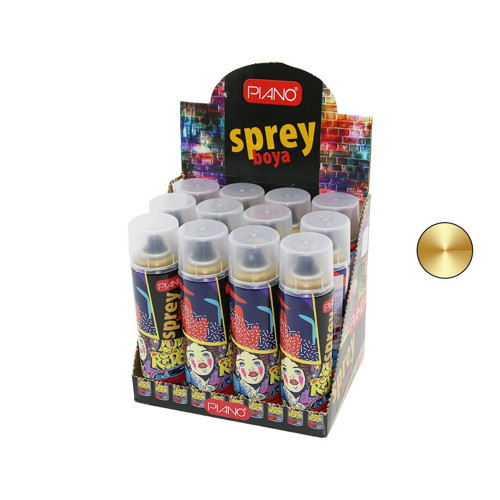 Steel Sprey Boya 200ml Altın Taşıt Metal Beyaz Eşya İş Makineleri Ahşap Yüzeylere Uygun - 12'li Paket