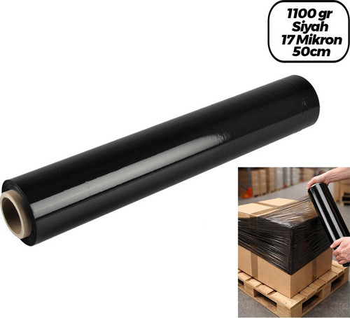 Power Streç Film 17 Mikron 50cm BRÜT:1100gr Net Streç :600gr Koli Siyah Palet - 6'li Paket