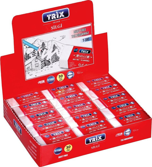 Trix T-180 Beyaz Silgi Küçük Toz Bırakmaz - 30'li Paket