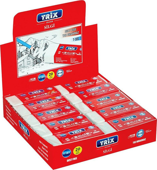 Trix T-181 Beyaz Silgi Büyük Toz Bırakmaz - 20'li Paket