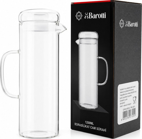 DMR-9795 Cam Sürahi ve Borosilikat 1200ml Cam Kapaklı Düz - 12'li Paket