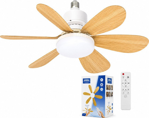 SF-7708 52cm 3-KADEME Hız 2İN1 Tavan Vantilatör 6-AHŞAP Görünüm Plastik Kanat Kumandalı - 6'li Paket