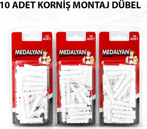 DL-57 Korniş Montaj Dübeli 10 Adet Plastik Çivili - 12'li Paket