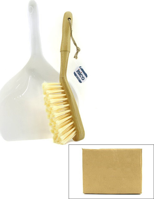 İ21-124 Faraşlı ve Temizlik El Fırça Seti 33CMX22cm 2 Adet Geniş Plastik Ahşap Saplı - 24'li Paket
