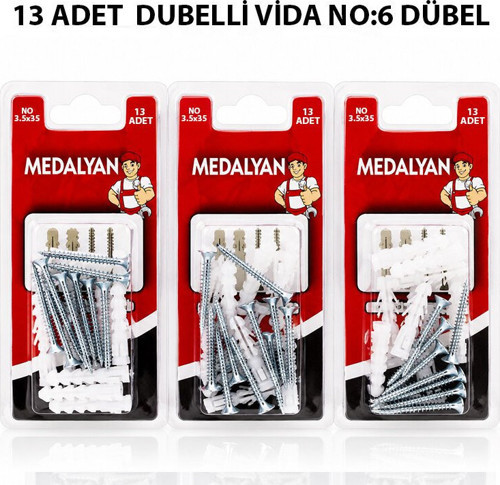 DL-32 Dübelli Vida 13 Adet 3.5x35 - 12'li Paket