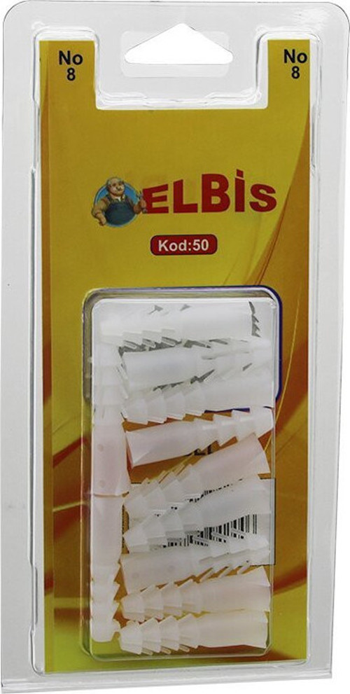 ELBİS-50 Dübel Beyaz NO-8 - 12'li Paket