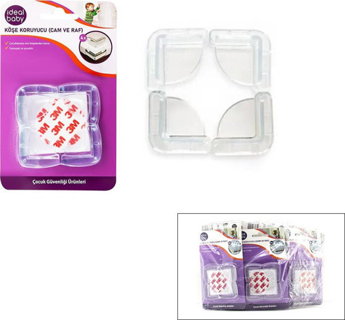 IDE-05 Köşe Koruyucu 4 Adet Çocuk Emniyet Cam Raf - 24'li Paket