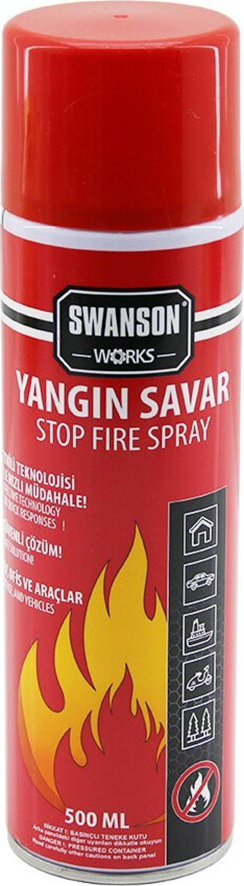 Ruzgar Works Yangın Savar ve Tüpü Sprey 500ml Ofis Oto Araç Ev - 24'li Paket