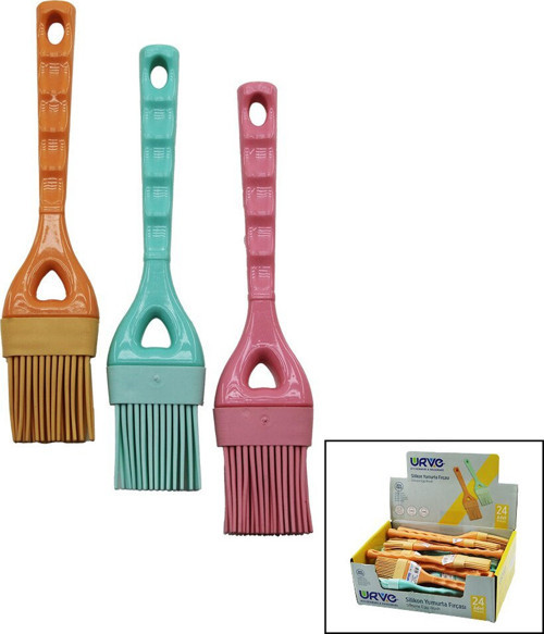 Urve UR-3068 Yumurta Fırçası 6-21.5cm Renkli Silikon Plastik Saplı - 24'li Paket