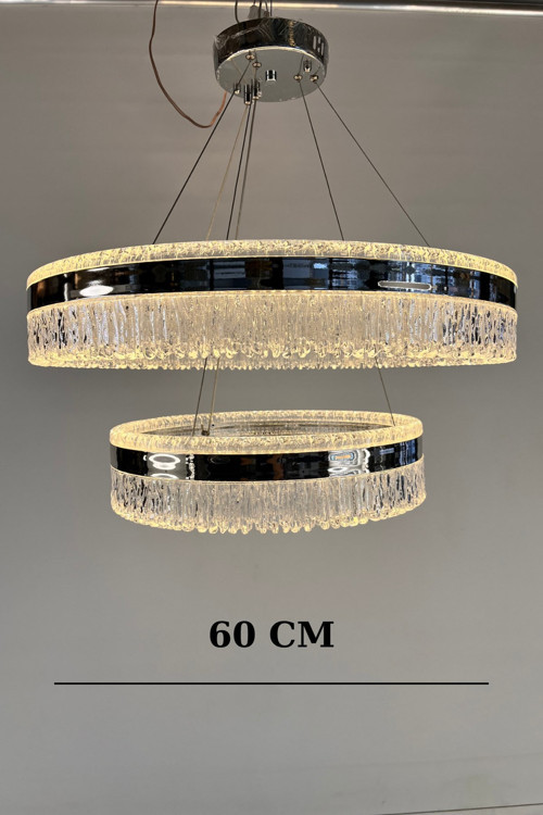 Modern Tasarım Çift Katlı Kristal Halka LED Avize