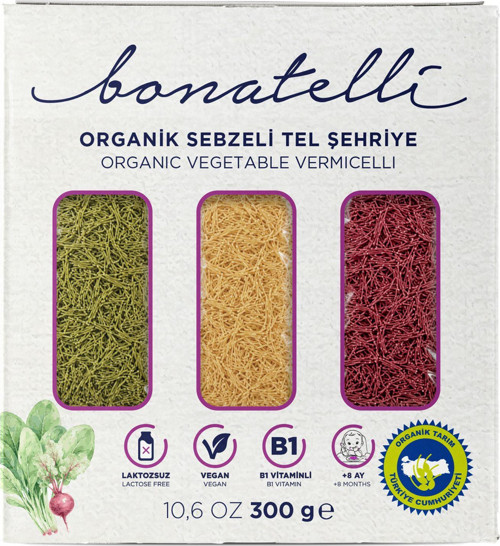Organik Sebzeli Tel Şehriye 300 G