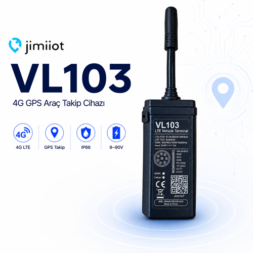 Jimi IoT VL103M 4G GPS Araç Takip Cihazı – Motosiklet Takip, IP66, 9-90V