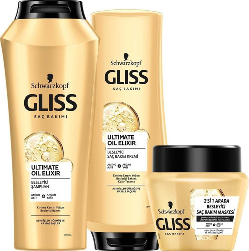 Schwarzkopf Ultimate Oil Elixir Şampuan 500 Ml+ Saç Kremi 360 Ml+ Maske 300 Ml
