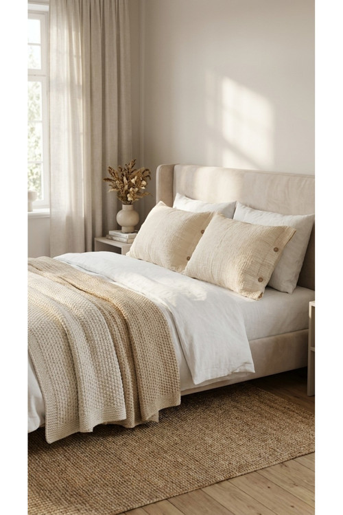 4 Katlı Müslin Naturel %100 Pamuklu 2 Adet Yastık Kılıfı 50X70Cm