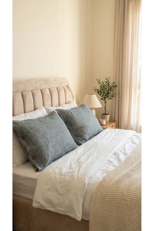 4 Katlı Müslin Naturel %100 Pamuklu 2 Adet Yastık Kılıfı 50X70Cm