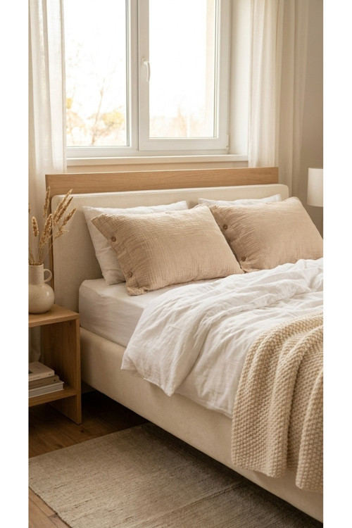 4 Katlı Müslin Naturel %100 Pamuklu 2 Adet Yastık Kılıfı 50X70Cm
