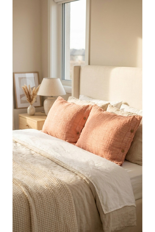 4 Katlı Müslin Naturel %100 Pamuklu 2 Adet Yastık Kılıfı 50X70Cm