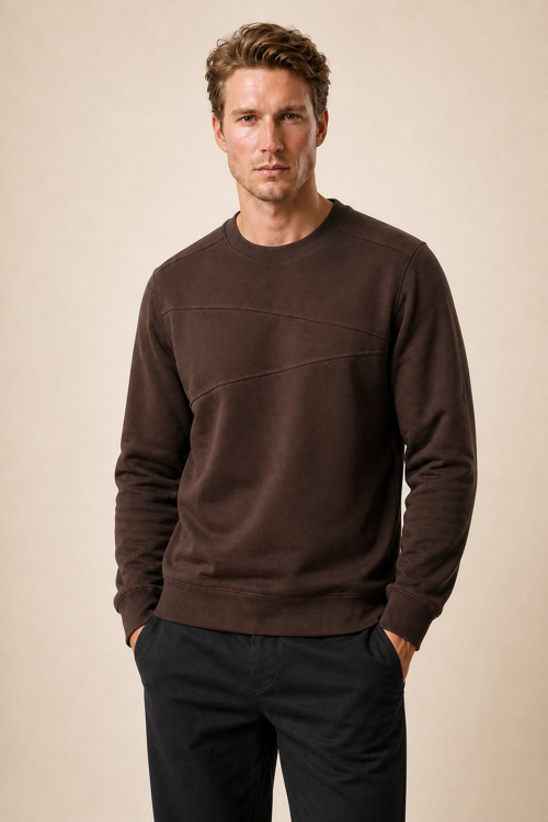 Lines Regular Fit Kışlık Sweatshirt Kahve