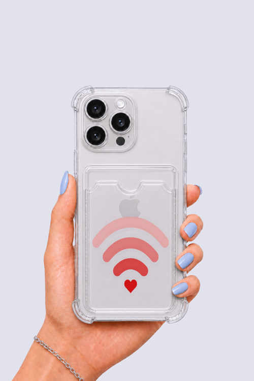iPhone 16 Pro Max Kartlıklı Aşk Sinyali Desenli Kılıf - OVRLAU3564-7424