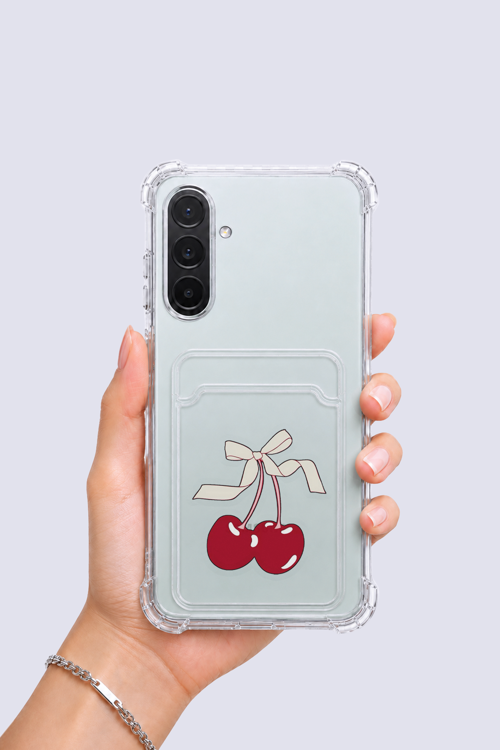 Samsung Galaxy A36 Kartlıklı Kiraz Desenli Kılıf - OVRLAU2589-1424
