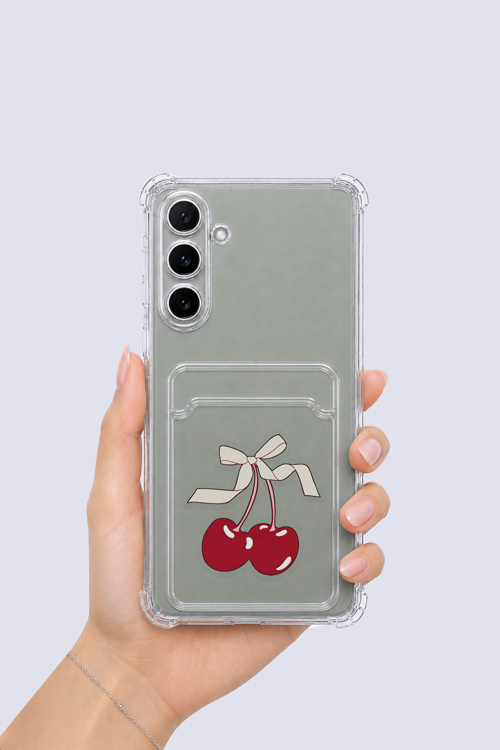 Samsung Galaxy A16 Kartlıklı Kiraz Desenli Kılıf - OVRLAU8912-6556
