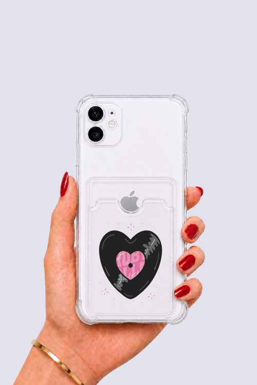 iPhone 11 Kartlıklı Vinly Desenli Kılıf - OVRLAU8979-3669