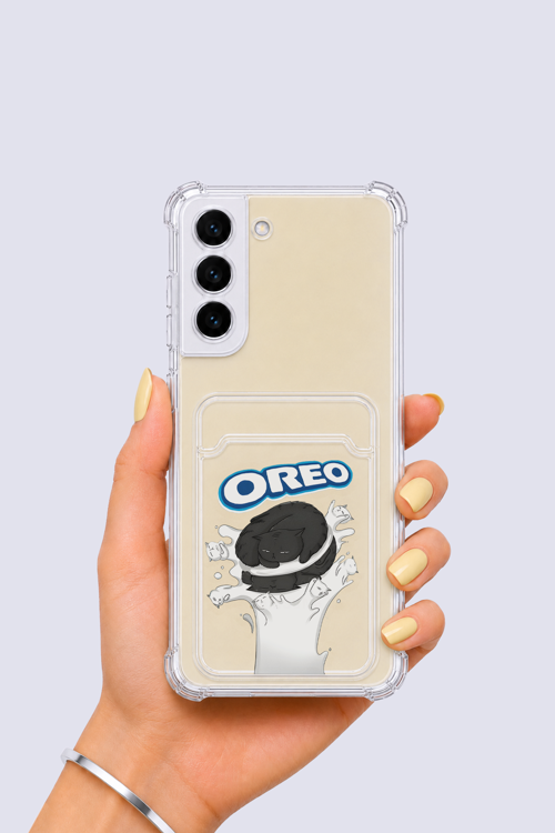 Samsung Galaxy S22 Kartlıklı OREO Desenli Kılıf - OVRLAU4966-6993