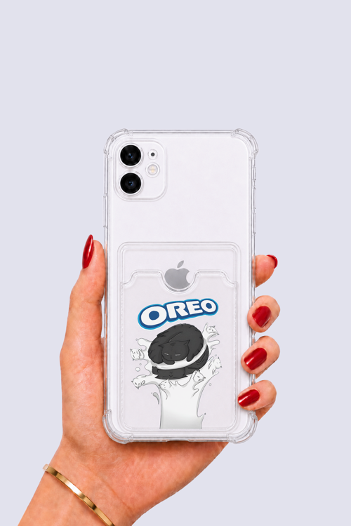 iPhone 11 Kartlıklı OREO Desenli Kılıf - OVRLAU4338-7804