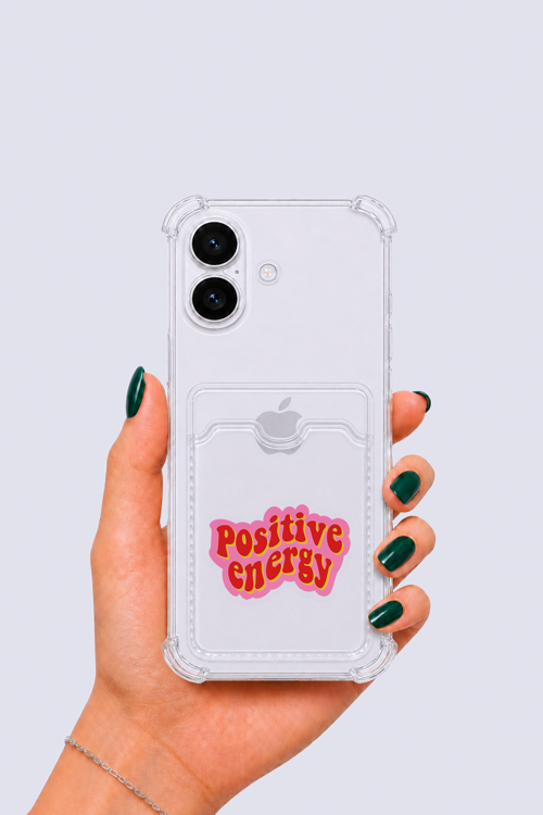 iPhone 17 Kartlıklı Pozitif Enerji Desenli Kılıf - OVRLAU5612-8397