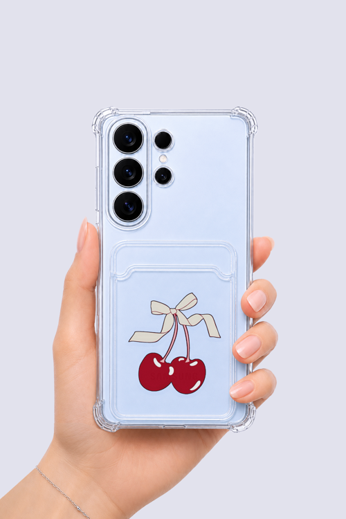 Samsung Galaxy S26 Ultra Kartlıklı Kiraz Desenli Kılıf - OVRLAU5336-2366