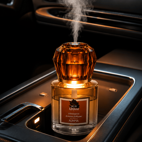 AF-13 120ml Şarjlı Ultrasonik Araç Koku Difüzörü Sarı Ambiyans Işıklı Chanel Esans Aroma Yayıcı