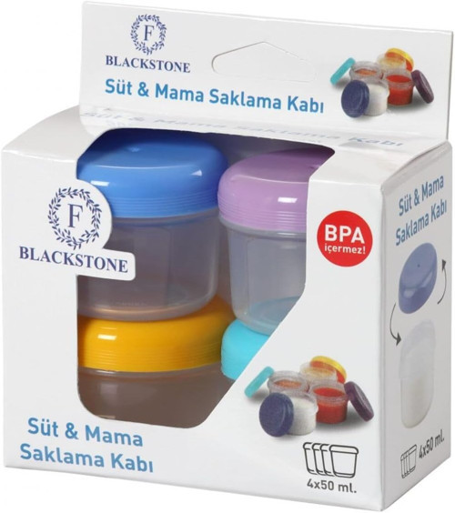 4‘lü 50 ml Mini Anne Bebek Süt ve Mama Bebek Organik Besin Ölçekli Sızdırmaz Kapaklı Saklama Kabı