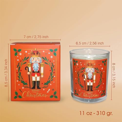 Charm Lab Candle – Kurşun Asker (Nutcracker) Tasarımlı Mum, Turuncu Renk Temalı, 135 g Doğal Biyo Balmumu, 40 Saat Yanma Süresi, Cam Kavanoz, Şık Bristol Kutulu, Yılbaşı Koleksiyonu Hazır Hediye