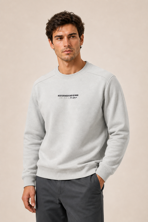 Takes Bisiklet Yaka Kışlık Regular Fit Sweatshirt Gri