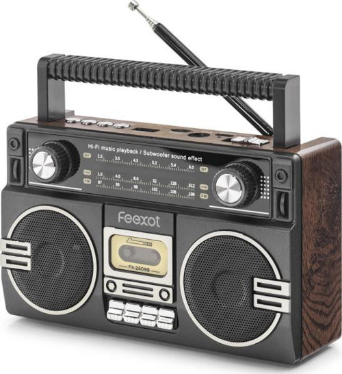 Bluetooth Nostaljik Fm Radyo Usb Tf Aux Taşınabilir Hoparlör - Kahverengi FX2509B