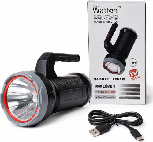 10W Işık Gücü 1.000 Lümen Şarjlı El Feneri WT-730