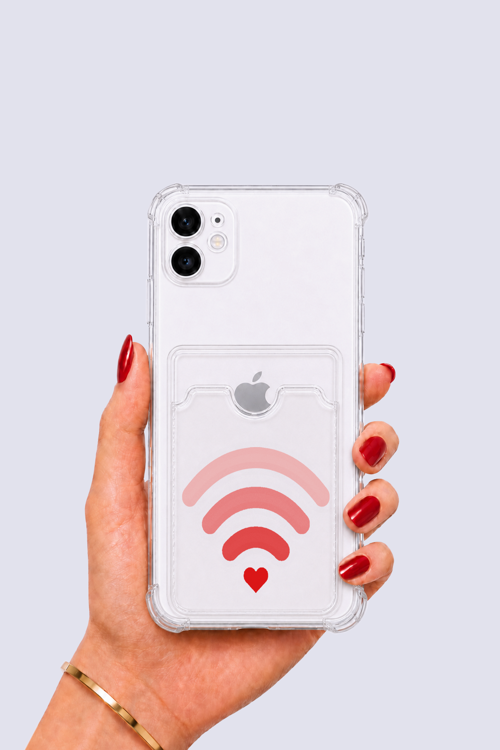 iPhone 12 Kartlıklı Aşk Sinyali Desenli Kılıf - GGGGGG1585-6288