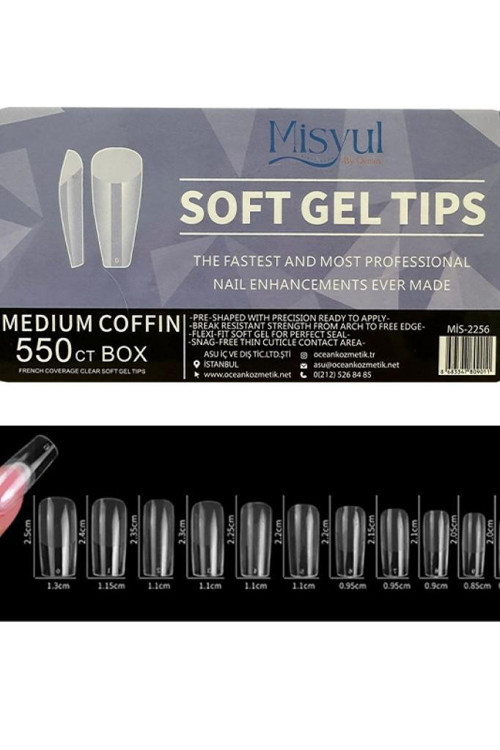 Jel Tırnak Medium Coffin 550'li Paket Soft Jel Tips MIS-2256