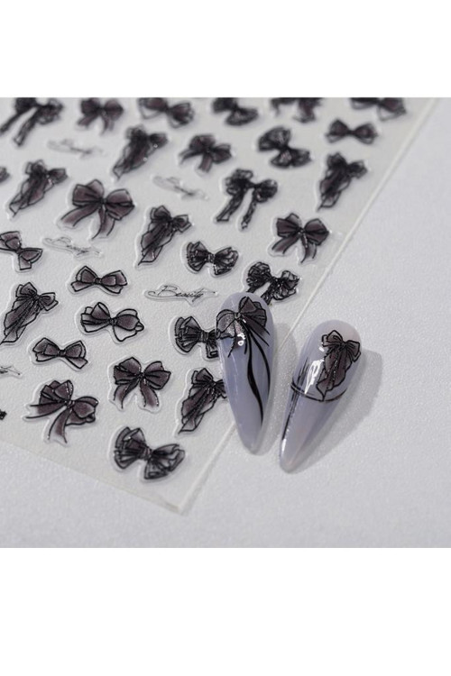 5D Tırnak Sticker Yapışkanı Siyah Kurdaleli Beauty Yazılı MIS-3520