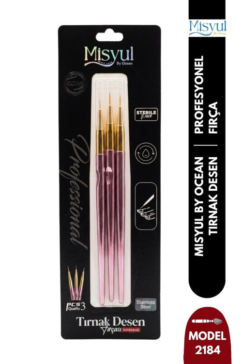 Tırnak Desen Fırçası 3'lü Pembe MIS-2184