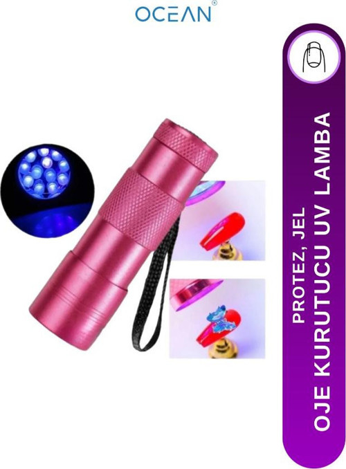 12 Ledli UV Led Fener Tırnak Kurutucu Pembe ASU-499